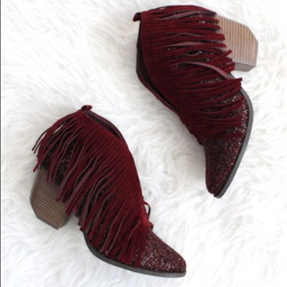 Glitter And Fringe Booties